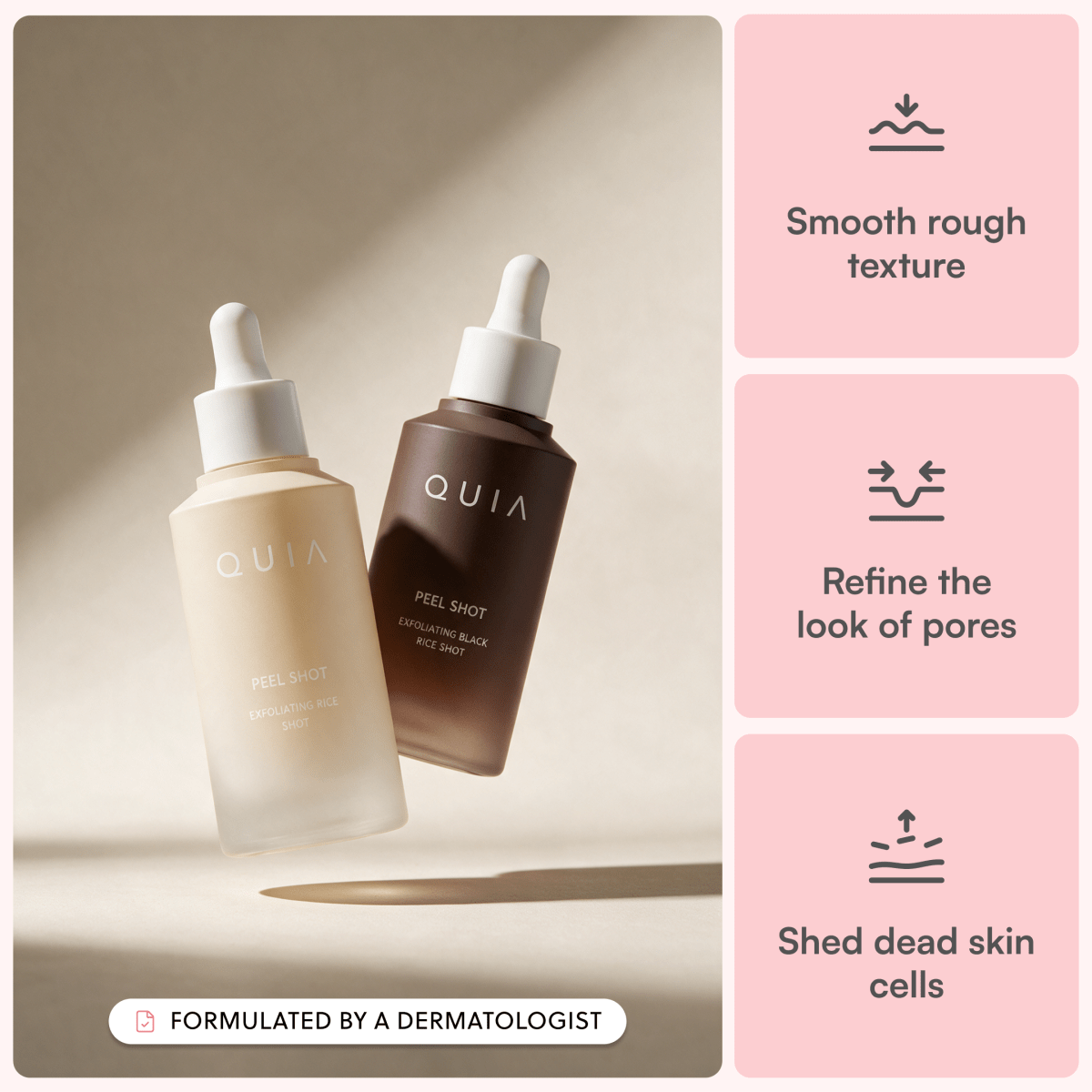 QUIA Peel Shot
Exfoliating Rice Shots - Quia Korean Beauty